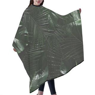 Personality  Top View Of Beautiful Green Wet Leaves, Tropical Background Hair Cutting Cape
