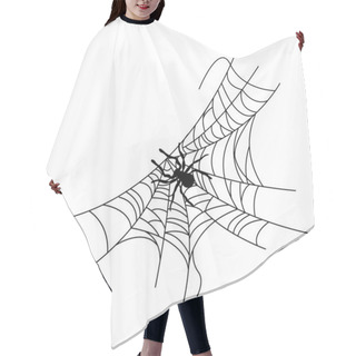 Personality  Set Of Spider Web Of Different Shapes With Black Spiders Isolated Hair Cutting Cape