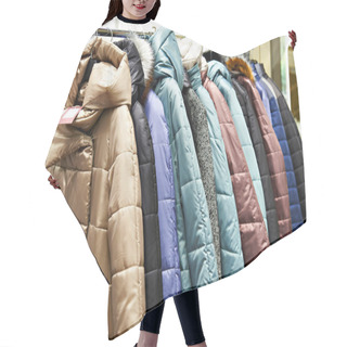 Personality  Winter Women's Jackets On Hanger In Store Hair Cutting Cape