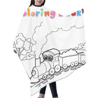 Personality  Train Coloring Page Cartoon Vector Hair Cutting Cape