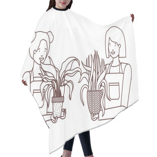 Personality  Women With Houseplant Avatar Character Hair Cutting Cape
