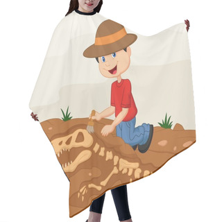 Personality  Child Archaeologist Excavating For Dinosaur Fossil Hair Cutting Cape