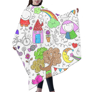Personality  Collection Of Cute Children's Drawings Of Kids, Animals, Nature, Hair Cutting Cape