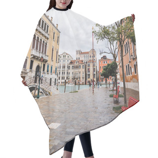 Personality  VENICE, ITALY - SEPTEMBER 24, 2019: Bridge, Canal And Ancient Buildings In Venice, Italy  Hair Cutting Cape