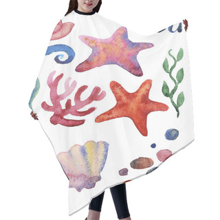 Personality  Different Sea Shells, Corals And Starfish Hair Cutting Cape