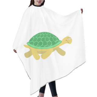 Personality  Cute Cartoon Turtle Isolated On White Transparent Background. Vector Flat Design Children Illustration. Side View. Animal Drawing. Side View Hair Cutting Cape
