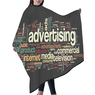 Personality  Advertising Concept On Tag Cloud Hair Cutting Cape