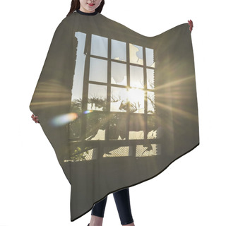 Personality  Sun Shining Through The Window With Wooden Frame. Cracked Glass. Sunny Rays. No People. Empty Space Background.  Hair Cutting Cape