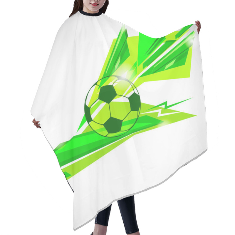 Personality  Football Soccer Ball On Triangular Abstract Lines And Shapes Bac Hair Cutting Cape