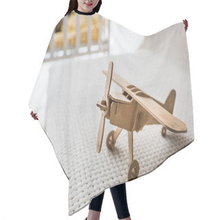 Personality  Retro Wooden Toy Plane On Sofa In Nursery Room Hair Cutting Cape