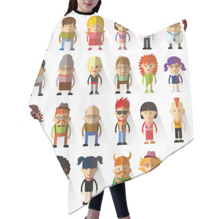 Personality  Character Avatar Icons In Flat Design Hair Cutting Cape