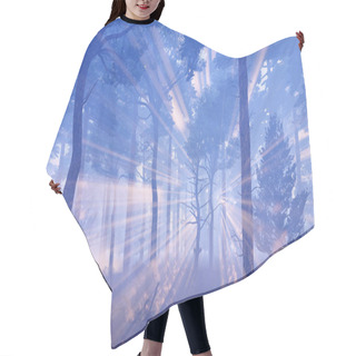Personality  Magical Sun Rays In Misty Forest At Dawn Or Dusk Hair Cutting Cape