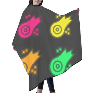 Personality  Asteroid Four Color Glowing Neon Vector Icon Hair Cutting Cape