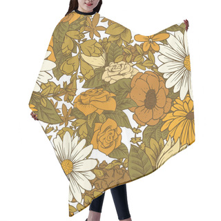 Personality  Seamless Floral Pattern With Beautiful Flowers In Yellow Tones Hair Cutting Cape
