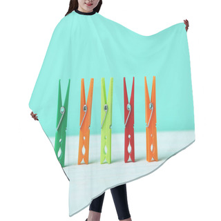 Personality  Plastic Clothespins On  Background Hair Cutting Cape