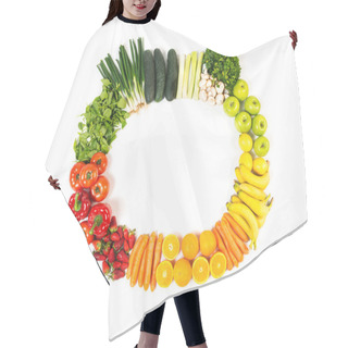 Personality  Frame Made Out Of Fruits And Vegetables Isolated On White Background Hair Cutting Cape