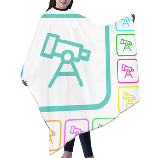 Personality  Telescope Outline Vivid Colored Flat Icons In Curved Borders On White Background Hair Cutting Cape