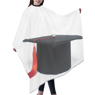 Personality  Black Graduation Cap With Red Tassel On White Background Hair Cutting Cape