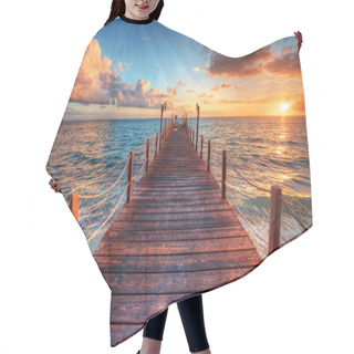 Personality  Sunset Over Sea Pier Hair Cutting Cape