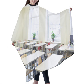 Personality  School Classroom With Desks Hair Cutting Cape