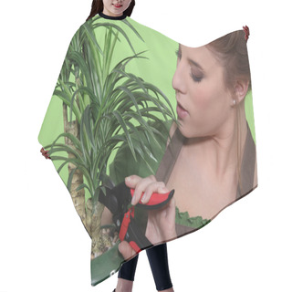 Personality  Woman Pruning A Houseplant Hair Cutting Cape