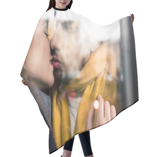 Personality  Reflective Image Of Kissing Couple, Closeup Hair Cutting Cape