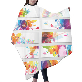 Personality  Set Of Abstract Colorful Web Headers. Hair Cutting Cape