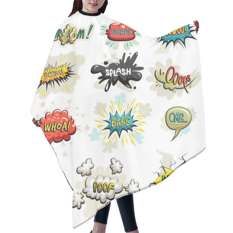 Personality  set of comics icons hair cutting cape