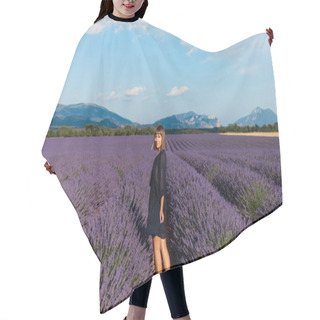 Personality  Beautiful Young Woman Standing On Lavender Field And Looking At Camera, Provence, France Hair Cutting Cape