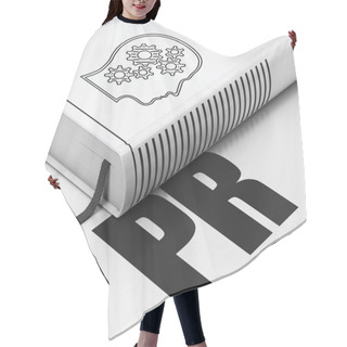 Personality  Marketing Concept: Book Head With Gears, PR On White Background Hair Cutting Cape