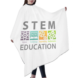 Personality  STEM Education Concept Logo. Science Technology Engineering Mathematics.  Hair Cutting Cape