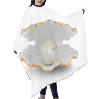 Personality  Shell With Pearl Inside. Natural Open Pearl Shell. 3D Illustration Hair Cutting Cape