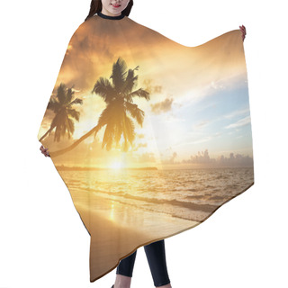 Personality  Sunset On The Beach Of Caribbean Sea Hair Cutting Cape
