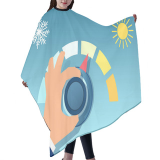 Personality  Vector Of A Hand Rotating The Thermostat Hair Cutting Cape