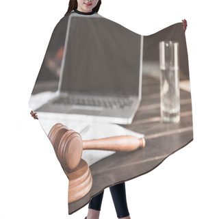 Personality  Judge Hammer And Laptop Hair Cutting Cape
