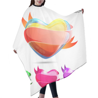 Personality  Vector Glossy Heart Set In Orange,green Blue And Pink Eps10. Hair Cutting Cape