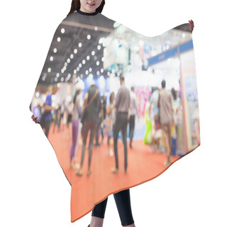 Personality  Abstract Blurred Event Exhibition With People Background, Business Convention Show Concept. Hair Cutting Cape