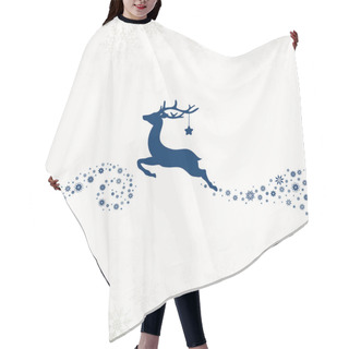 Personality  Dark Blue Reindeer With Star Looking Forward With Snowflakes Beige Hair Cutting Cape