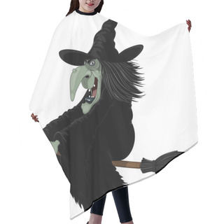 Personality  Illustration: Witch On Broomstick Hair Cutting Cape