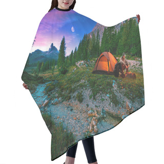 Personality  Hiker, Campfire And Tent Hair Cutting Cape