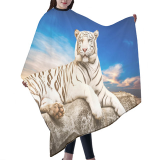 Personality  White Tiger On Stone Hair Cutting Cape