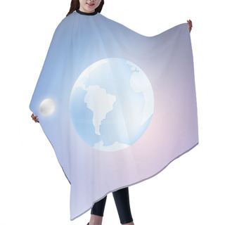 Personality  Planet Earth And Moon. Vector Illustration Hair Cutting Cape