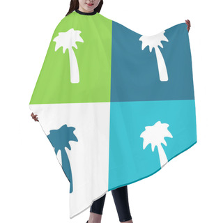 Personality  Black Palm Tree Flat Four Color Minimal Icon Set Hair Cutting Cape