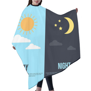 Personality  Day And Night Theme With Sun, Moon, Stars And Clouds Hair Cutting Cape