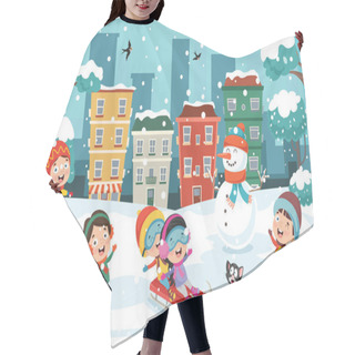 Personality  Children Playing Outside In Winter Hair Cutting Cape