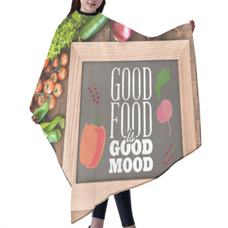 Personality  Chalkboard With Group Of Fresh Vegetables  Hair Cutting Cape