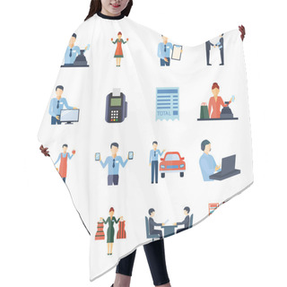 Personality  Different Salesmen Icons Set Hair Cutting Cape