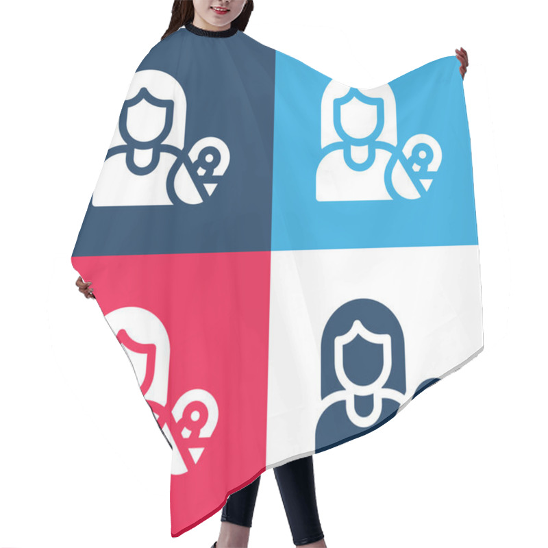 Personality  Adoptive Mother blue and red four color minimal icon set hair cutting cape