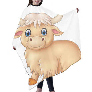 Personality  Cartoon Cute Yak Isolated On White Background Hair Cutting Cape
