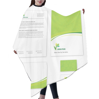 Personality  Eco Green Leaf Logo Template. Hair Cutting Cape